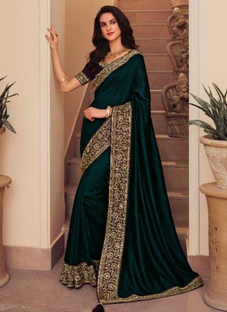 Dark Green Colour Kavira Vol 4 New Latest Designer Ethnic Wear Vichitra With Bluming Saree Collection 1009
